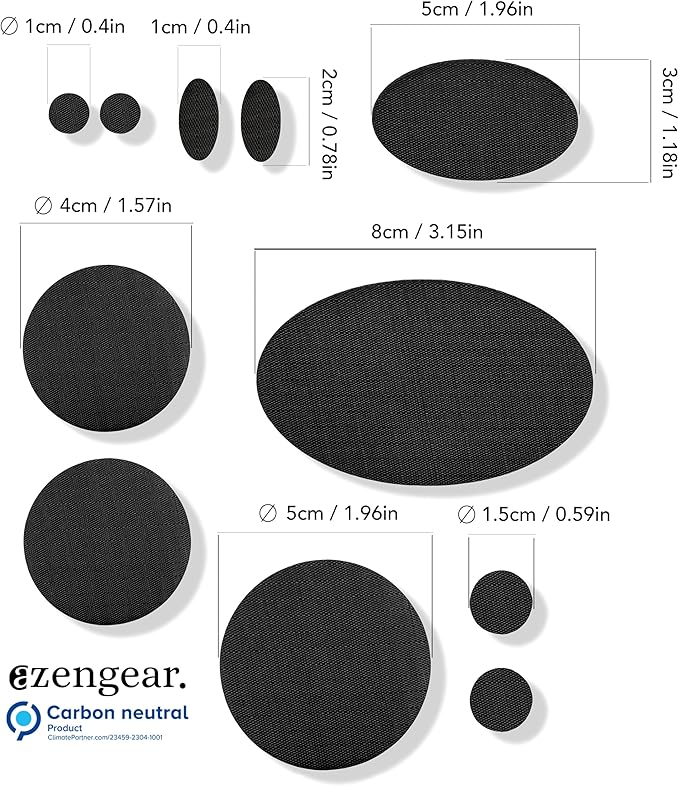 aZengear Repair Patches - Waterproof, Self-Adhesive, Tear-Cold-Heat-Resistant Polyester Fabric to Fix Down Jacket, Puffer, Snowsuit, Shoe, Tent, PVC, Clothing, Upholstery (Black)