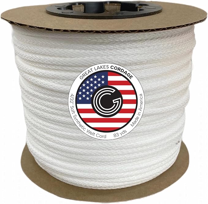 4/32" (1/8") Soft Synthetic Upholstery Welt Cord, Braided, 83 Yards