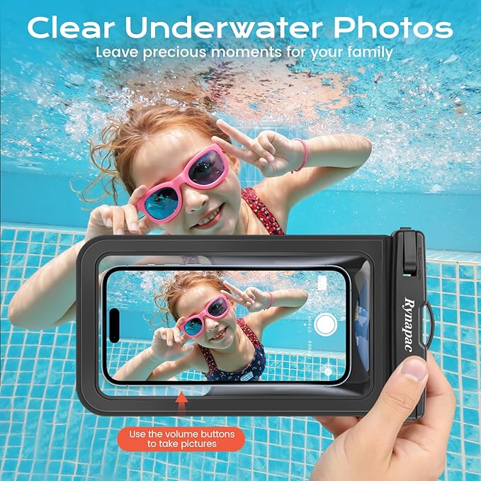 Rynapac Waterproof Phone Pouch - 2 Pack, IPX8 Waterproof Phone Case with Lanyard for iPhone 17 16 15 Pro Max, Cell Phone Dry Bag for Beach Vacation Travel Cruise Essentials, Touch Screen, Up to 8.5"