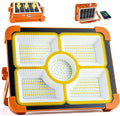 Solar Rechargeable Work Light, 474 LED 12000LM Portable Flood Lights, 12000mAh LED Work Light with 5 Modes, Waterproof Outdoor Job Lighting for Emergency Camping Repair, Solar & Type-C Charging