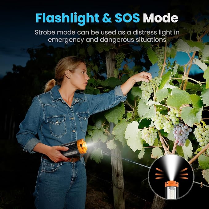 CAVN Rechargeable Camping Lights with Remote & Detachable Tripod Max Height 6.0 ft, Portable Work Light with 3 LED Lamp Heads, Camping Essentials Gear Emergency Flashlight with Hook, Orange