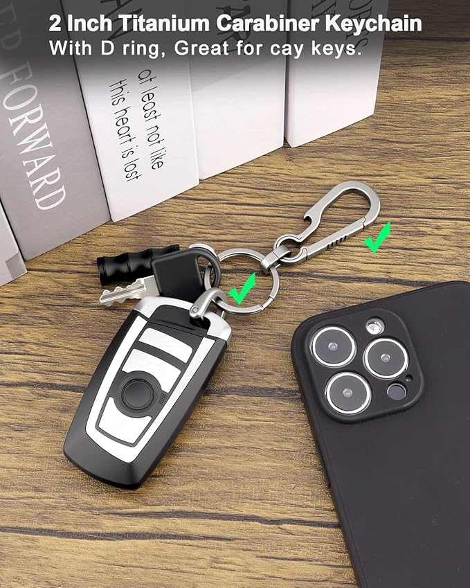 PJYTAC Key Chain Clip Titanium Carabiner Keychain Quick Release Carabiner for Keys Titanium Key Rings Heavy Duty