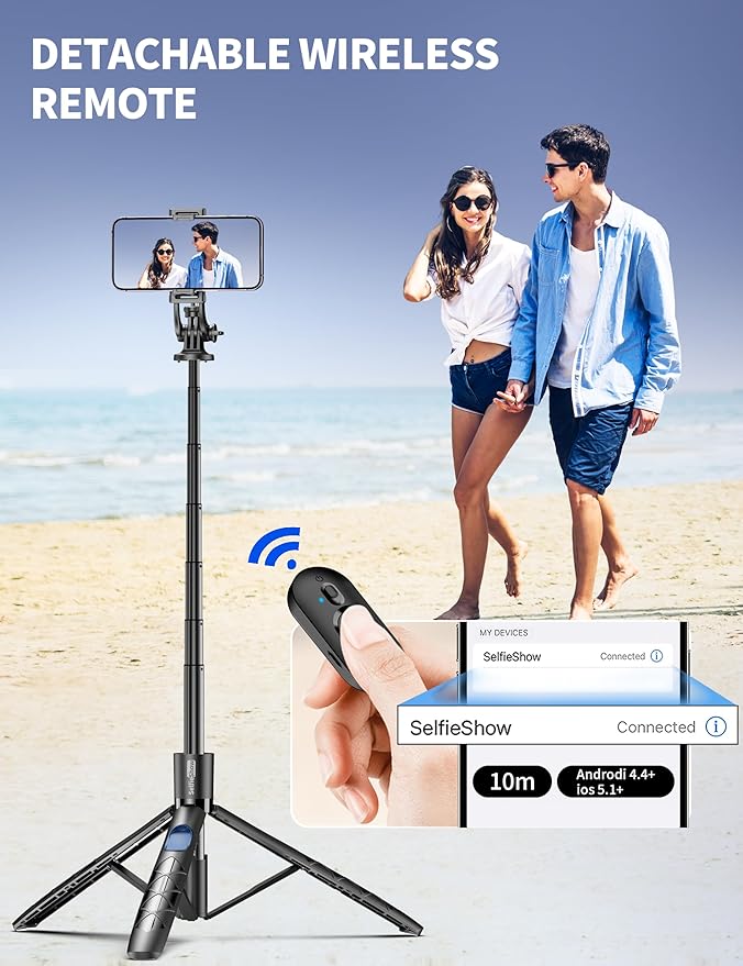 Aluminum 71" Phone Tripod, Travel Tripods for iPhone with Remote, Extendable Cell Phone Selfie Stick Tripod Stand Compatible with iPhone 17/16/15/14/13/Android/Camera