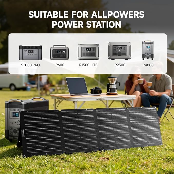 ALLPOWERS 200 Watt Portable Solar Panel SE200, 25% High Efficiency Foldable Solar Charger, IP68 Waterproof, for Solar Generators Camping RV Off Grid