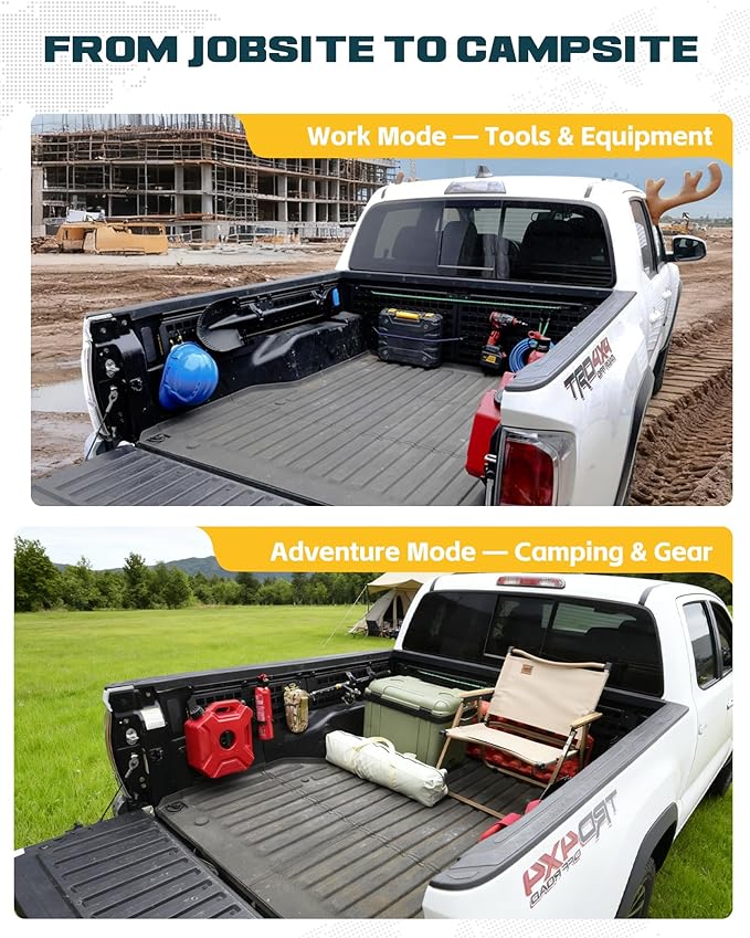 Trumgeta Front Bed MOLLE Panel Fit for 2007–2021 Toyota Tundra, Heavy-Duty Aluminum Truck Storage Organizer System for Camping, No-Drill Installation