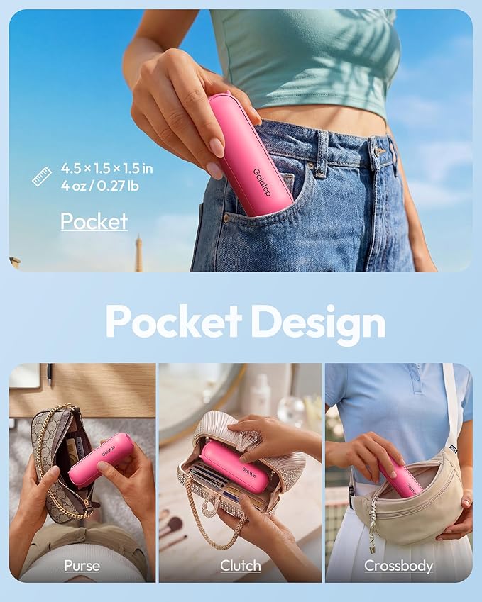 Gaiatop Portable Handheld Fan, 3 in 1 Mini Fan Handheld [17h Max Cooling], Foldable Personal Fans Pocket Design, USB Travel Fans Portable, Lash Trip Summer Essential Cute Gifts for Women Girl, Rose