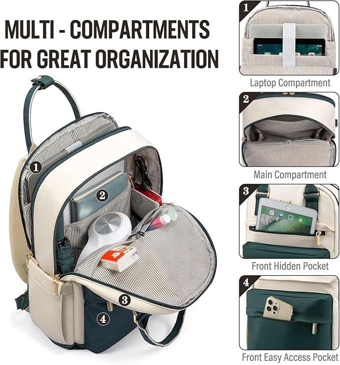 LOVEVOOK Laptop Backpack for Women 15.6 Inch Laptop Bag with USB Port, Fashion Waterproof Backpacks Teacher Nurse Stylish Travel Bags Vintage Daypacks for College Work