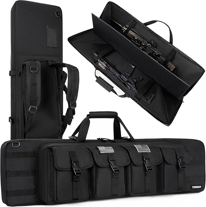 TORIBIO Double Rifle Case Soft Bag 32" 34" 36" 42" 46" 48'' 51“ 55” Gun Case Tactical for Rifle Firearm Storage, Transportation and Hunting Shooting Range, Rifle Backpack