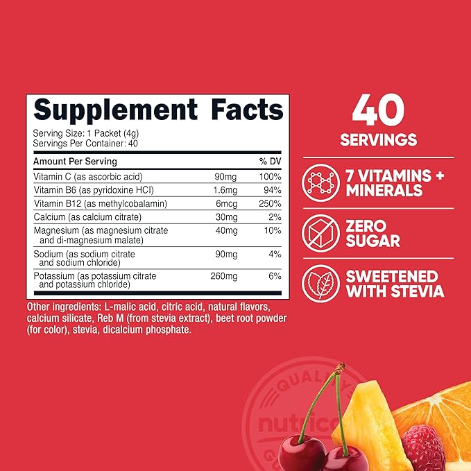 Nutricost Electrolytes Complex, Fruit Punch Flavored, 40 Stickpacks - Advanced Hydration Complex