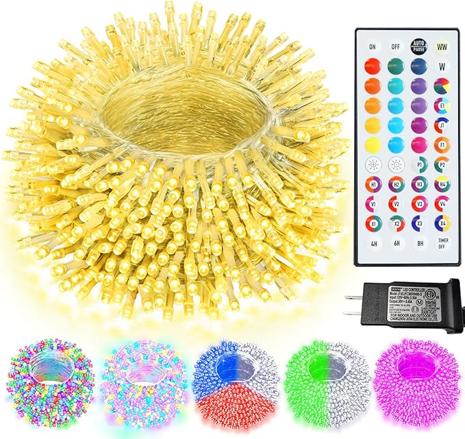 Pooqla Color Changing Christmas String Lights with Remote, 35 Colors 66FT 200LED String Lights Outdoor Decoration, Indoor Connectable Fairy Lights Plug in for Memorial Day 4th of July Decoration
