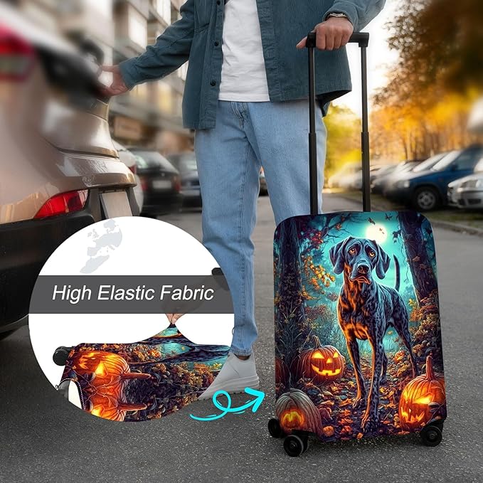 Luggage Cover Protector for 30-32 Inch Suitcases, TSA Approved Elastic Travel Suitcase Covers, Anti-Scratch Washable Luggage Sleeve for Carry On & Checked Bags, Shorthaired Pointer Dog