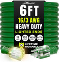 6ft Outdoor/Indoor Extension Cord 16/3 Gauge Heavy Duty 3 Prong SJTW, Waterproof, Flexible Cold-Resistant Long Power Cord,13A 125V 1625W, Green by LifeSupplyUSA