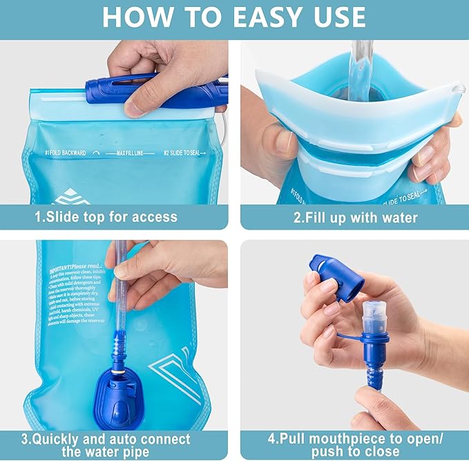 Hydration Bladder, 1.5L Water Bladder for Hiking Backpack, BPA-Free Leak Proof Water Reservoir Storage Bag, Water Pouch Hydration Pack for Hiking Cycling Running