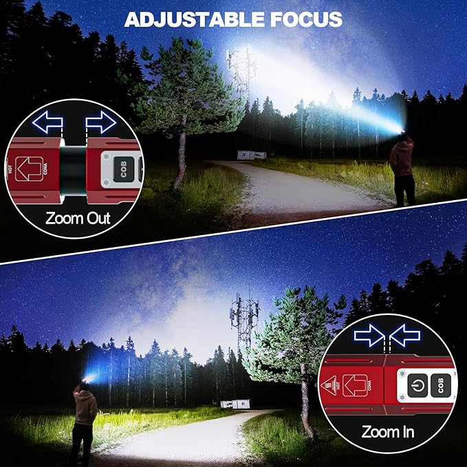 Banral Rechargeable Flashlights High Lumens - Super Bright Small Pocket Magnetic Flashlight, 8 Modes LED Tactical Flash Light, Dual Button Powerful Flashlight for Camping (1, Red)
