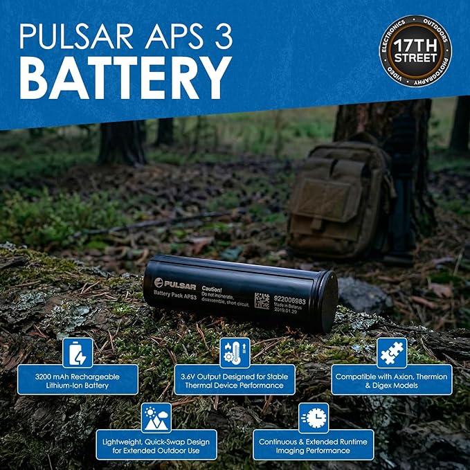 Pulsar Axion XQ19 Compact Thermal Imaging Monocular - High Sensitivity & Vision monocular with Pulsar APS 3 Battery, 1 Pair of Air Activated Hot Hand Warmers, & Microfiber Cleaning Cloth - Bundle Kit