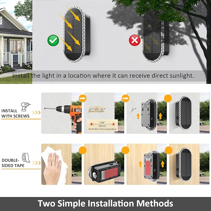 LIANGLOME 8PK Solar Fence Lights Outdoor - Solar Outdoor Light Warm White & RGB Lights for Outside Backyard, Patio, Deck Fence, Stair Handrail, Pool and Wall