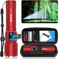 Rechargeable Tactical Flashlights 2000 High Lumens - 5000mAh Super Bright LED Powerful Flash Light, Waterproof Handheld USB C Flashlight for Home,Car,Camping,Emergencies,5 Modes,Zoomable (1, Red)