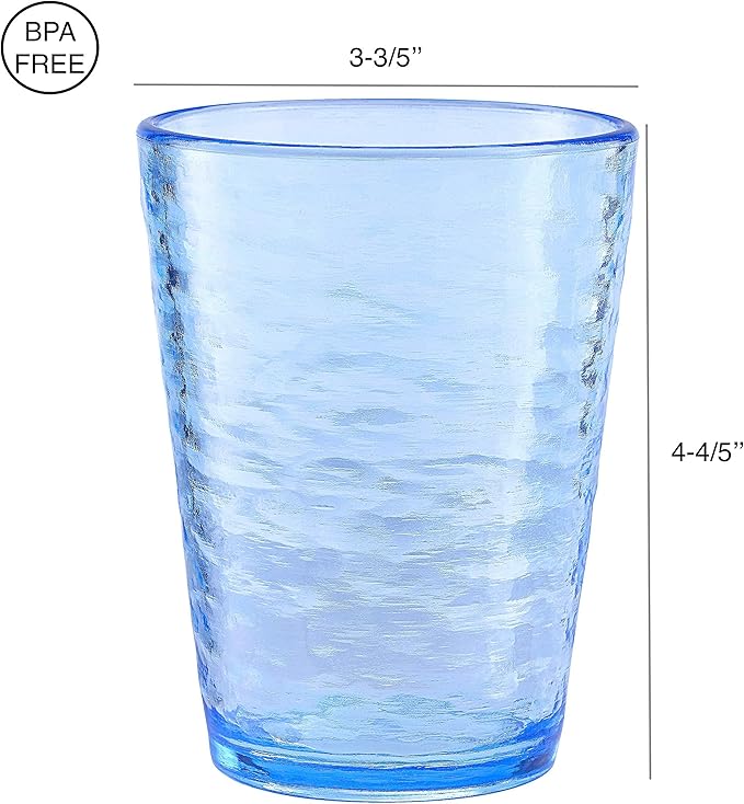 KLIFA- RIPPLE- 16 ounce, Set of 6, Acrylic Tumbler Drinking Glasses Cups, BPA-Free, Stackable Plastic Drinkware, Dishwasher Safe, Ocean Blue