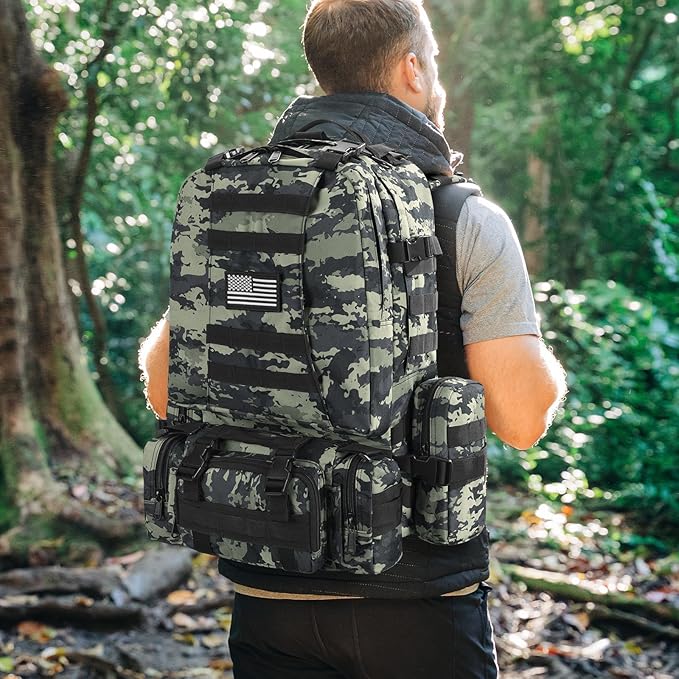 CVLIFE Tactical Backpack Military Army Rucksack for Men Women 60L Large Survival 3 Day Bug Out Pack Detachable Molle Bag (Shadowstand)
