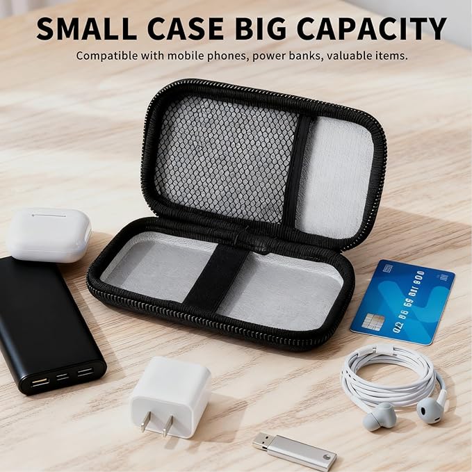 6500°F Hard Fire-Resistant Power Bank Case,Waterproof Electronic Organizer Travel Bag,Shockproof EVA Carrying Case for Cell Phones/Earbuds,Travel Gadgets for Cables,SD Memory Card,Camera Chips