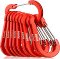 Booms Fishing CC5 Multi-Use Carabiner Clips, 10 Pack 2.3"/ 3.1" Caribeener Clips, Mini Keychain Caribeaner Clip, Aluminum D Ring Carabiners