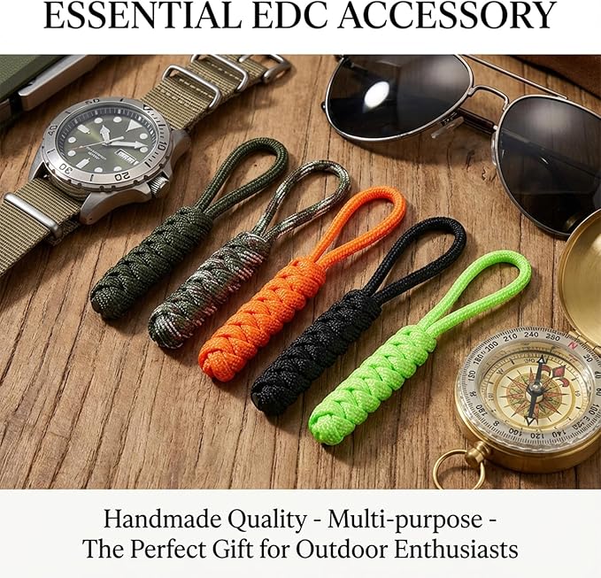 10 Pieces Paracord Zipper Pull Replacement Zipper Pulls Tab 4" Keychain Backpack Lanyards Universal Pulls Nylon Repair Slider Pull Tab Fixer for Backpacks Tents Trolley Traveling Cases Jackets