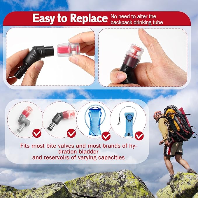 Bite Valve Replacement, Compatible with Osprey Packs Hydraulics Reservoirs, Hydration Pack Bite Valve Sheath Silicone Nozzle Mouthpiece Replacement with Inner Post for Water Bladder (4 Pack)