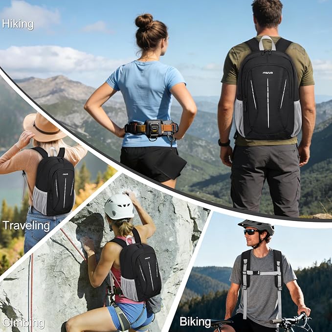 MOSISO Lightweight Packable Backpack 20L, Foldable Hiking Backpack Men Women for Travel Outdoor Sport, Water Resistance Back pack Cycling Backpacks Camping Daypack Casual, Black