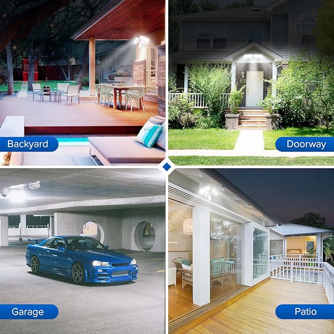 SANSI 38W 5000LM Motion Sensor Outdoor Lights, Flood Lights Outdoor Detector with 4 Mode Adjustable, 500W Equiv 5000K Dusk to Dawn, IP65 Waterproof, Motion Sensor Light for Garage, Yard, Porch (White)