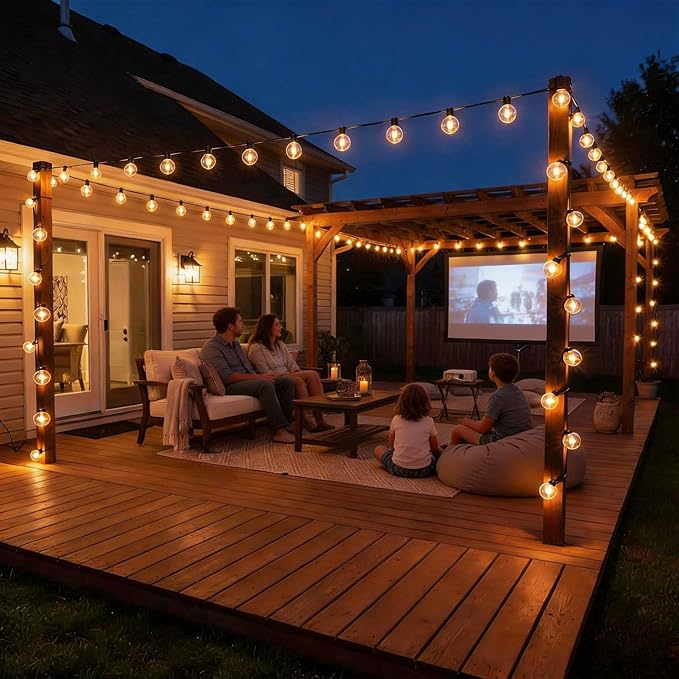 RTTY Outdoor LED String Lights 100 FT Patio Light with 52 Shatterproof G40 Vintage Edison Bulbs, Outside Hanging Globe Lighting Waterproof for Porch, Deck, Garden, Backyard, Balcony, 2700K Dimmable