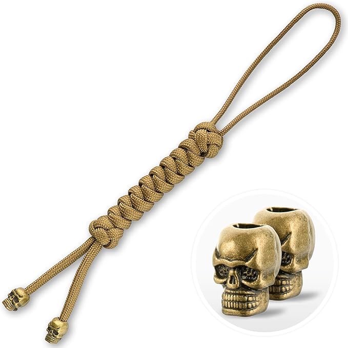 M-Tac Skull Knife Lanyard with Bead – Paracord Lanyard for Knives & EDC – Tactical Knife Fob Pull Cord – Durable Paracord