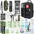242 Piece First Aid & Survival Kit – Molle Pouch IFAK, 1000D Nylon, Color-Coded Compartments, Medical Kit for Camping, Boat, Hunting, Hiking, Home, Car/Home/Earthquake Emergency (Black)