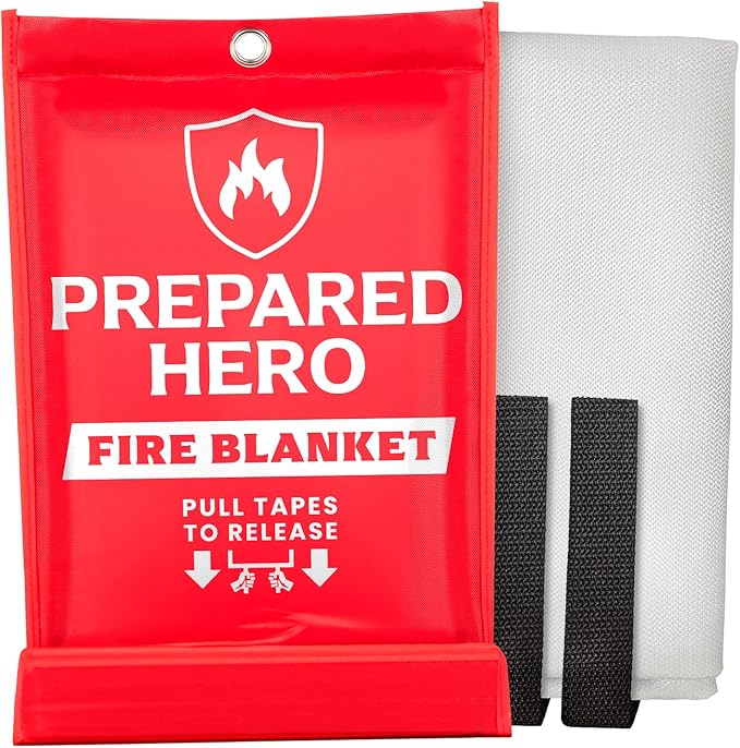 Prepared Hero Emergency Fire Blanket - 1 Pack - Fire Suppression for Kitchen, 39" x 39" Fiberglass Fire Blanket for Home