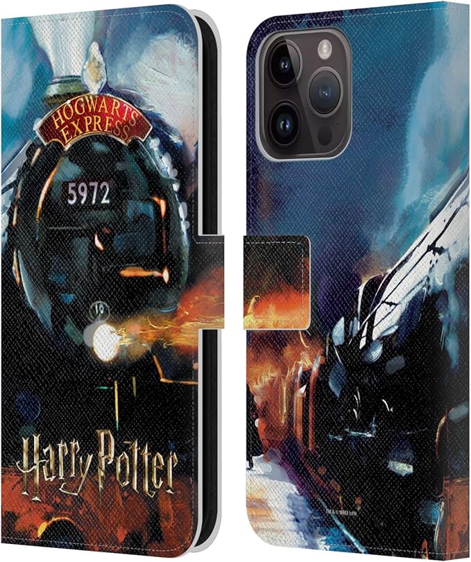 Head Case Designs Officially Licensed Harry Potter Hogwarts Express Prisoner of Azkaban II Leather Wallet Case Compatible with Apple iPhone 15 Pro Max