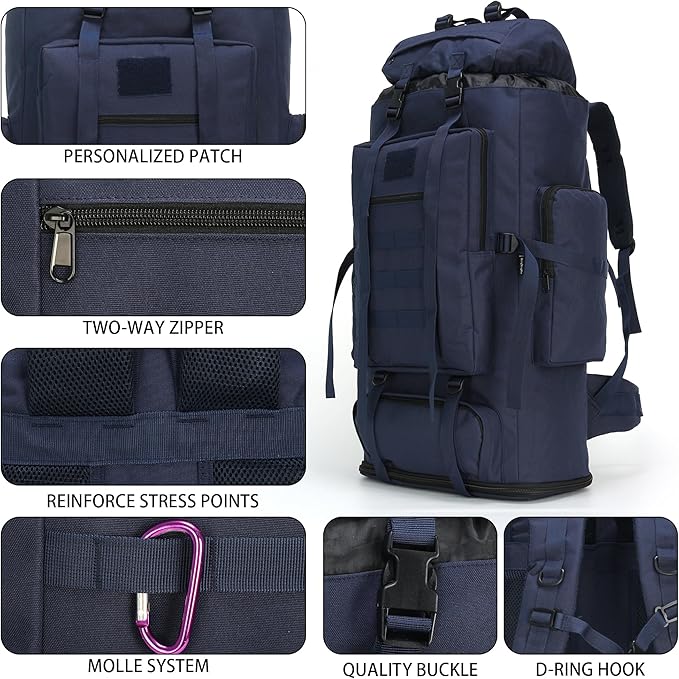 Hiking Backpack for Men 70L/100L Camping Backpack Military Rucksack Molle 3 Days Assault Pack for Climbing | Camping Backpack, 3 Days Assault Pack, for Climbing