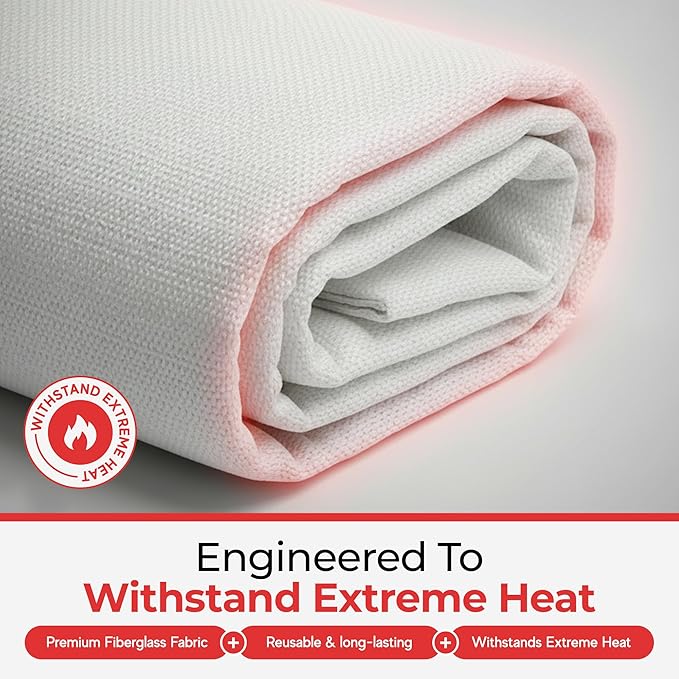 Sierra Madre Emergency Fire Blanket for Home and Kitchen – 100% Fiberglass Fire Suppression Blanket (40x40) for Car, Office & Camping – Instantly Smothers Flames – Lightweight & Reusable (Pack of 2)