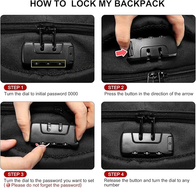 LOVEVOOK Travel Laptop Backpack with Lock and 17 Large Computer Business Work Backpack for Men (Black-Lunch, 17 inch)