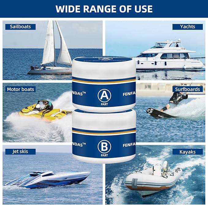 FENFANDAS Fiberglass Boat Repair Kit (Color Match), Gel Coat Repair Kit for Boats, Marine Fiberglass Repair Kit for Boats, Epoxy Filler for Boats, Fiberglass Repair Kit Fix Holes Chips Pits Cracks
