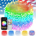 Smart Color Changing 4th of July Lights with Remote & App, 198FT 600LED Red White and Blue Twinkle Lights with Timer, RGB Patriotic Fairy String Light Waterproof Indoor Outdoor Independence Day Decor