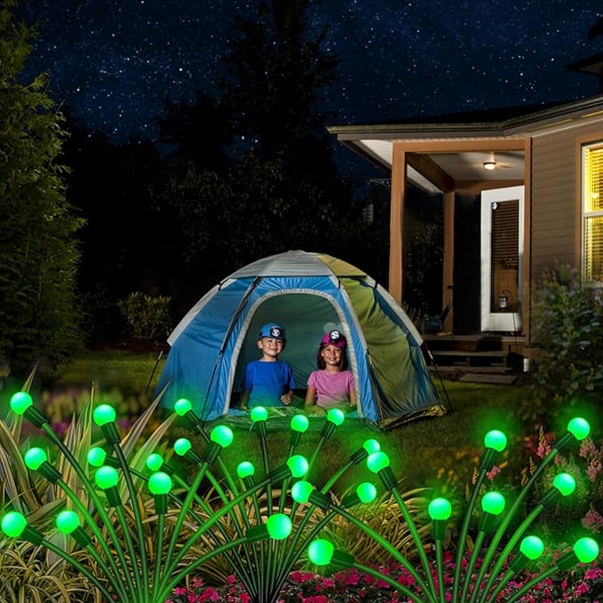 Solar St Patricks Day Lights Outdoor, 6 Pack 48 LED Solar Green Firefly Lights Waterproof, Sway by Wind, Swaying Light for Yard Patio Backyard Garden Planter Flower Bed Pathway Outdoor Decoration