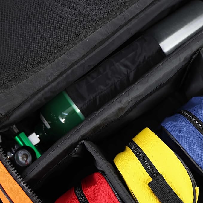 Lightning X Fully Stocked X-Tuff Modular Oxygen Trauma Bag w/Removable Organizer Pouches for EMS/EMT + First Responder - Orange