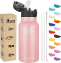 Han's Bottle Kids Water Bottle with Straw Lid - Insulated Stainless Steel Reusable Tumbler for Girls,Boys,Thermo Mug,17oz,Blush