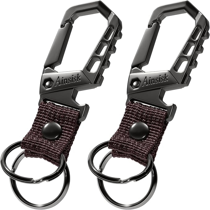 Heavy duty key chain,bottle opener function car keychains,versatile metal snap hook carabiner clip and 2 key rings