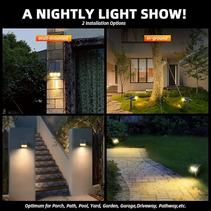LEREKAM Solar Spot Lights Outdoor Landscape Lights, 40 LEDs Solar Landscape Spotlights Outdoor Waterproof Auto On/Off Garden Lights, Outdoor Lights for Yard Palm Trees Driveway Patio Pool