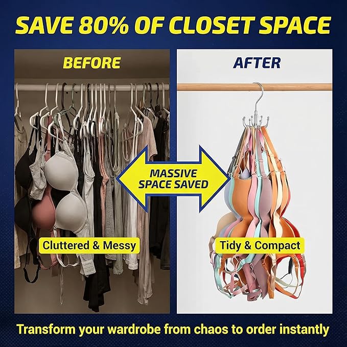 Rotatable Belt Hanger & Closet Organizer, 2 Pack - 48 Storage Capacity, 360° Swivel Hooks, Heavy-Duty Metal Holder for Bras, Tops, Ties, Scarves