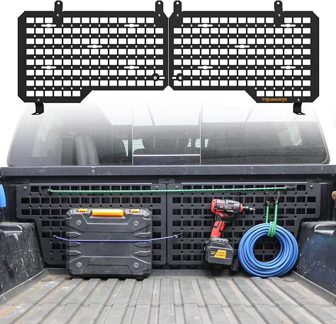 Trumgeta Front Bed MOLLE Panel Fit for 2007–2021 Toyota Tundra, Heavy-Duty Aluminum Truck Storage Organizer System for Camping, No-Drill Installation