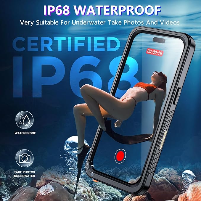 Red2Fire 2025 New Designed for iPhone 16 Case Waterproof, [Compatible with MagSafe][Built-in Camera & Screen Protector][Full Body Shockproof][IP68 Waterproof][Dustproof] Phone Case for iPhone 16 6.1"