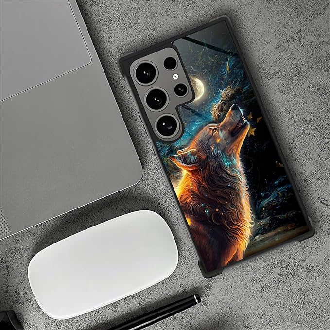 for Samsung Galaxy S24 Ultra Case, Star Cave Hungry Wolf Pattern Graphic Design Girl Boy Soft Silicone Hard Acrylic Shock Protection for Samsung Galaxy S24 Ultra