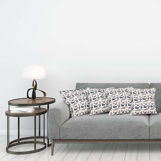 Ambesonne Sea Animals Decorative Throw Pillow Case Pack of 4, Seals Illustration Sea Lion Exotic Tropical Comic Graphic Wild Ocean, Cushion Cover for Couch Living Room Car, 16", Taupe Grey