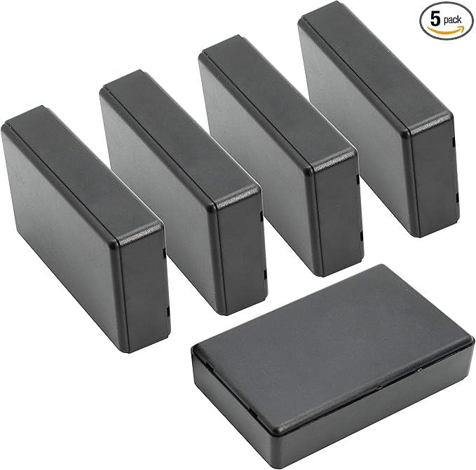 LeMotech Project Box, 5 Pieces ABS Electrical Box Small Junction Box for Electronics PCB Case,Electronic Hobby Box Black, Outside Size 3.6 x 2.3 x 0.9 inch (92 x 58 x 23 mm)